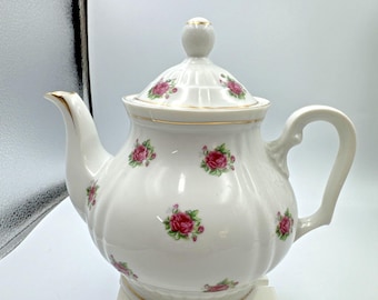 Vintage Minamiyama Seitosho Teapot Porcelain Pink Rose Japan Model: S-83105