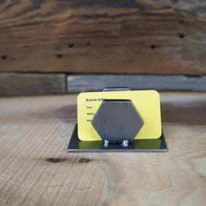 Raw Steel Business Card Holder: Rustic Desk Organizer