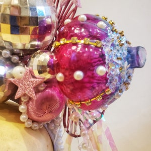 Pink mermaid crown, glitterball disco headdress, undersea sparkly headpiece image 7