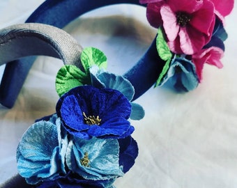 vintage flower hairband, floral headband, velvet flower Alice band, velvet headband, flower girl, bridesmaid,