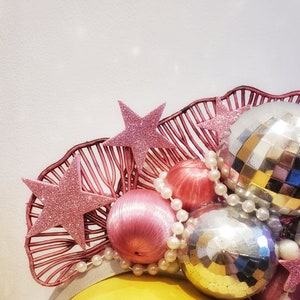 Pink mermaid crown, glitterball disco headdress, undersea sparkly headpiece image 6