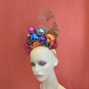 Rainbow glitterball headdress, festival headband, disco headdress image 6