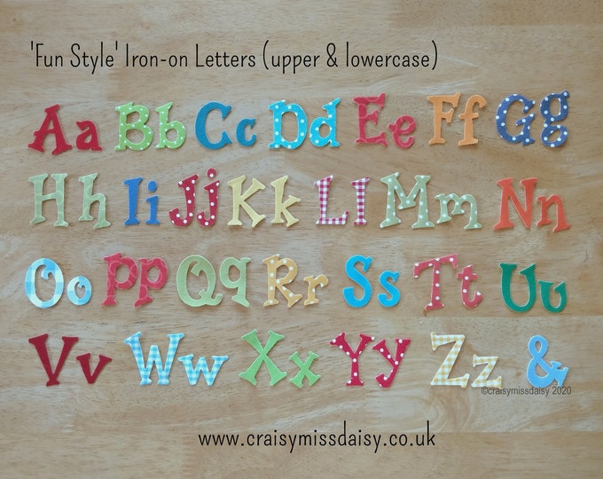 Iron on Fabric Letters Upper and Lowercase 2 to 4 Cm Fun Etsy