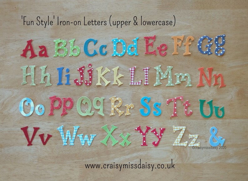 Iron on Fabric Letters upper and lowercase 2 to 4cm Fun style Etsy