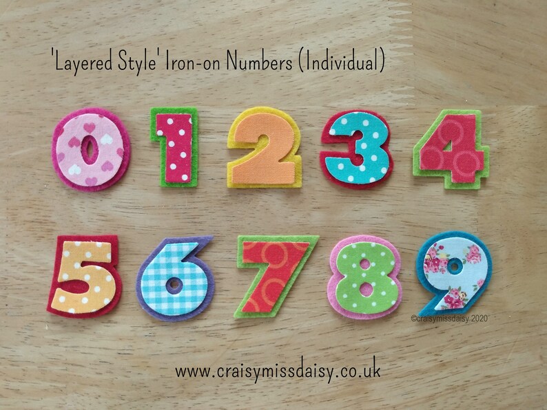 Iron on fabric numbers 3.5 cm layered 2 piece appliques UK Etsy
