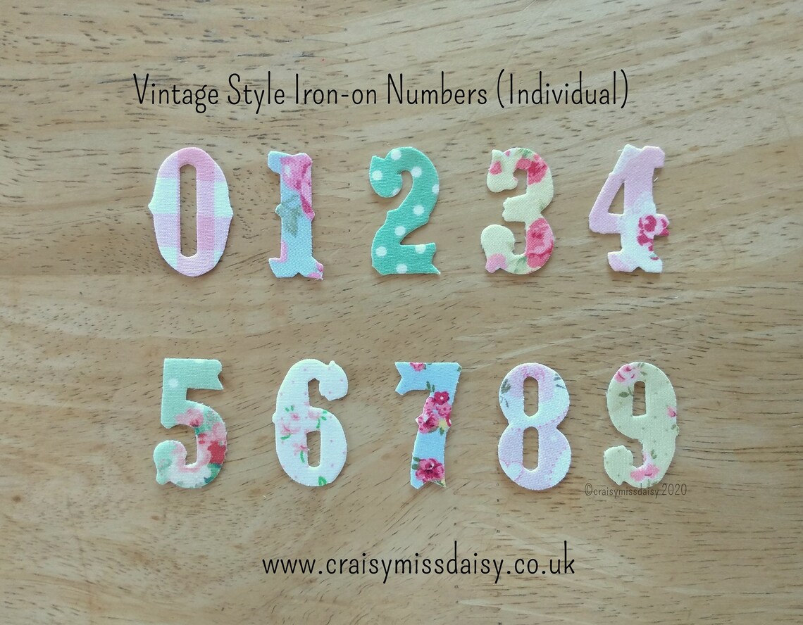 Iron on fabric numbers Vintage style 3.2 cm appliques UK Etsy