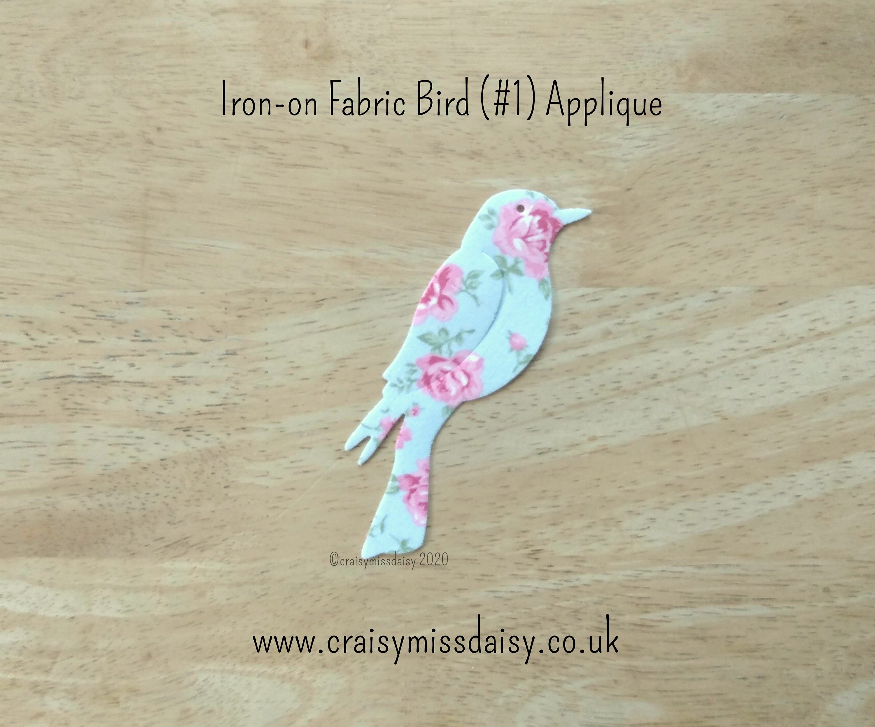 Iron on fabric Bird 3.5 cm x 11 cm high applique UK made Etsy