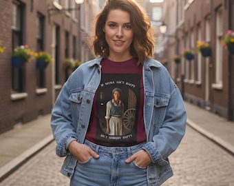 Mama Ain't Happy Vintage Farmwoman T-Shirt, Mom Graphic Tee, Soft Cotton Short Sleeve Unisex Shirt, Mother's Day Gift, Birthday Party Outfit