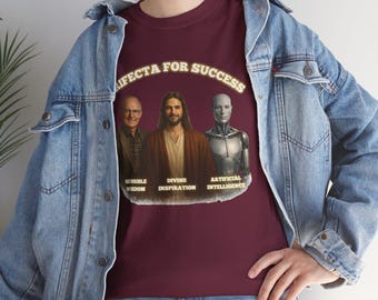 Trifecta for Success Crew Neckline T-Shirt, Wisdom Inspiration Ai Graphic Tee, Motivational Gift for Coworkers, Short Sleeve Unisex Shirt