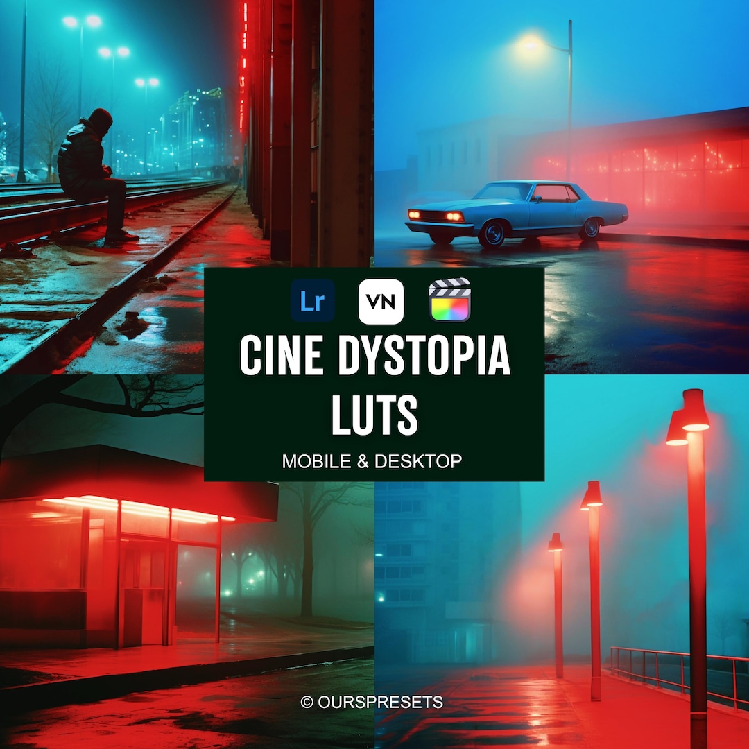 15 Cinematic Dystopia Luts, Cyberpunk Neon Red Teal Video Luts, Moody ...