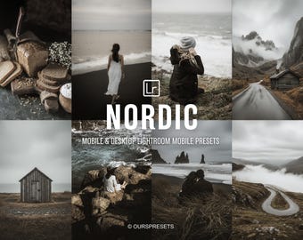 15 NORDIC Lightroom Mobile & Desktop Presets, Moody, Nature, Outdoor, Travel, Landscape, Desktop And Mobile, Wanderlust, Aesthetic Filters