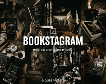 50+ Gothic Bookstagram Lightroom Presets, Mobile & Desktop Book Filters, Aesthetic Brown Presets, Instagram Blogger Dark Academia Pack.