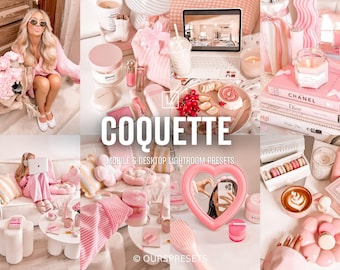 10 COQUETTE Lightroom Mobile Presets, Aesthetic Presets,BalletcorePreset,Dollette Presets, Soft Presets, Pink Presets for Blogger&Instagram.