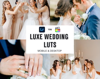 30 LUXURY WEDDING LUTs for Video Editing V.2,Cinematic,Romantic,Natural and Soft Tones,Cube Files for DaVinci,Premiere, Final Cut Pro,CapCut