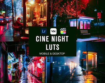 10 CINEMATIC NIGHT LUTs For Color Grading,Final Cut Pro LUTs,Da Vinci LUTs,Cinematic LUTs,Premiere Pro LUTs,Movie LUTs,VN LUTs,Video Filter