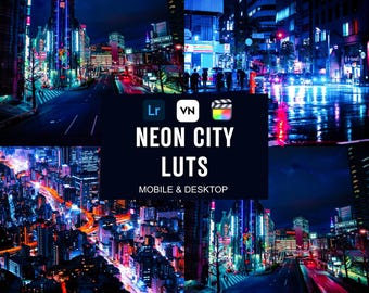 10 Neon Cine Night LUTs  For Color Grading,Final Cut Pro LUTs,Da Vinci LUTs,Cinematic LUTs,Premiere Pro LUTs,Movie LUTs,VN LUTs,Video Filter