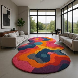 Irregular Shape Abstract Design Hand Tufted Rugs For Living Room, Bed Room, Dining Room, Drawing Room, And For Any Room Color Multi