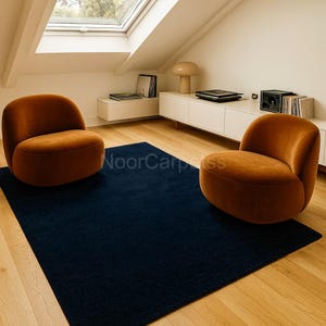 Hand Tufted Rug Solid Navy Blue Wool Area Rugs For Livingroom Bedroom Kitchen Nursery Entryway Office 5X8 6X9 8X10 9X12 10X14 Custom Rug