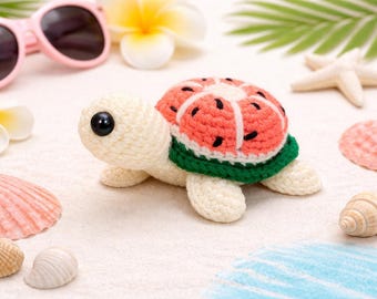 Watermelon Turtle Crochet Pattern | Amigurumi Turtle Plush | Instant Download