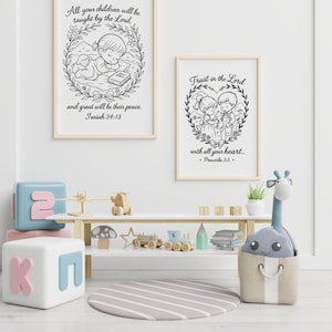 SVG-collectie met zachte schriftteksten | Bijbelteksten voor de kinderkamer | Digitale download christelijke muurkunst