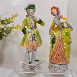 Vintage Hand Painted Moriyama Man & Woman Figurines made in Occupied Japan