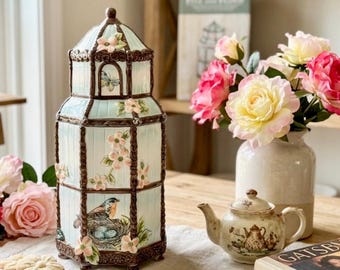 Fitz and Floyd English Garden 14" Retired Cookie Jar Blue Dovecote - NIB