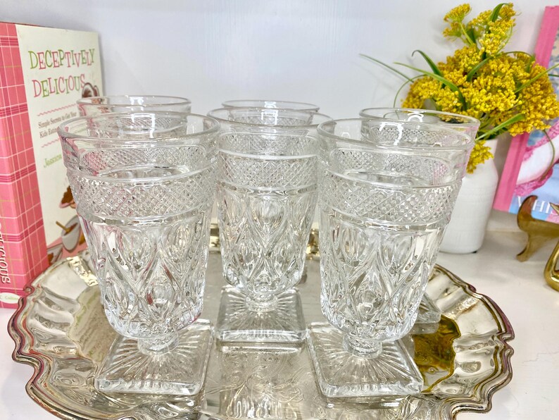 Vintage Imperial Glass Cape Cod Iced Tea Goblets Set (6) Clear Pressed ...