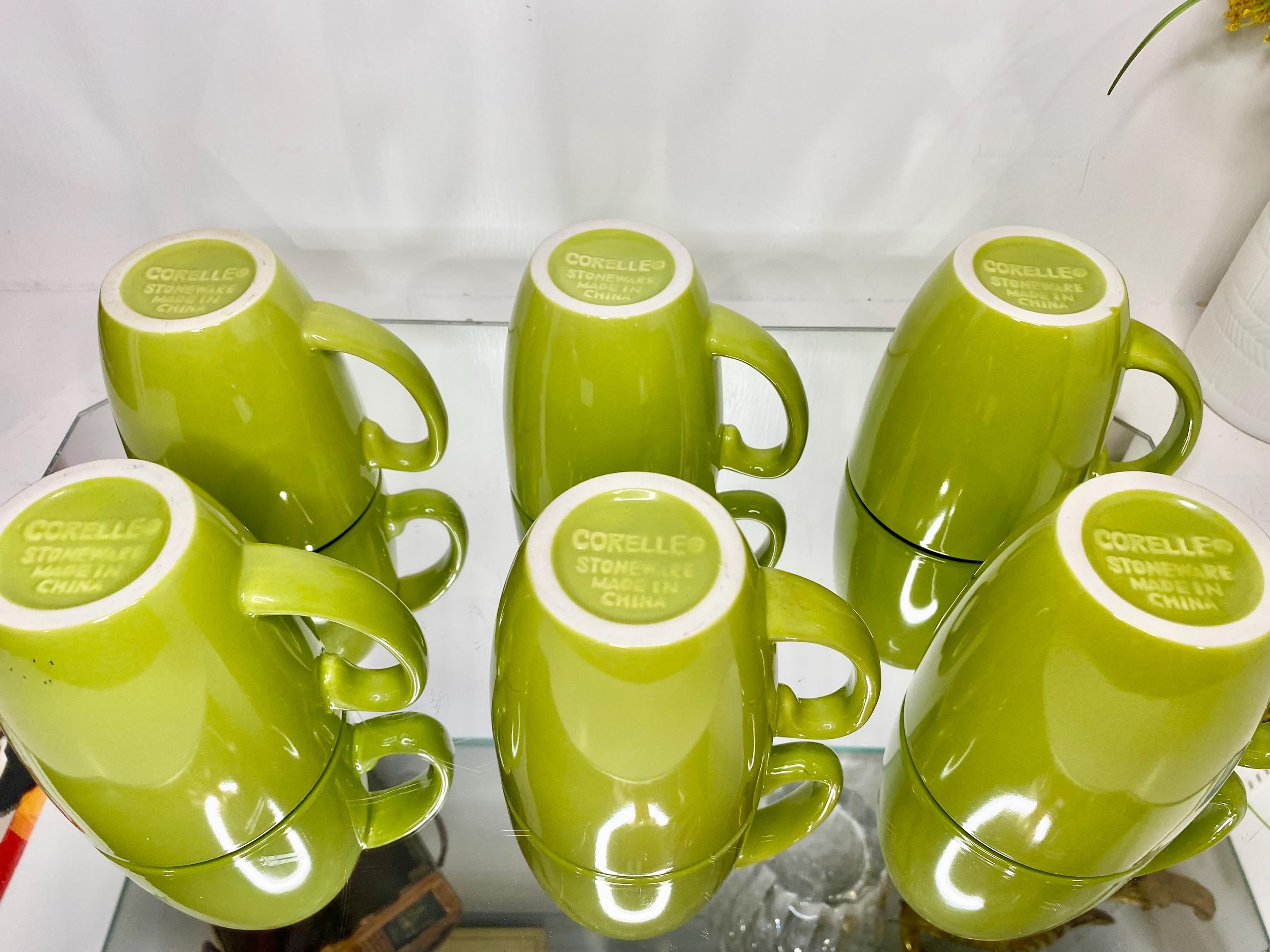 Corelle Coordinates Lime Green Stoneware Mugs – Set of 4 or 6