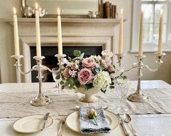 9" Vintage English Silverplate Candelabras – Pair of Ornate Shabby Chic Style