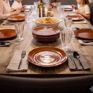 Set of 6 Jugtown Pottery Dinner Plates – Seagrove NC Iron Glaze Earthenware
