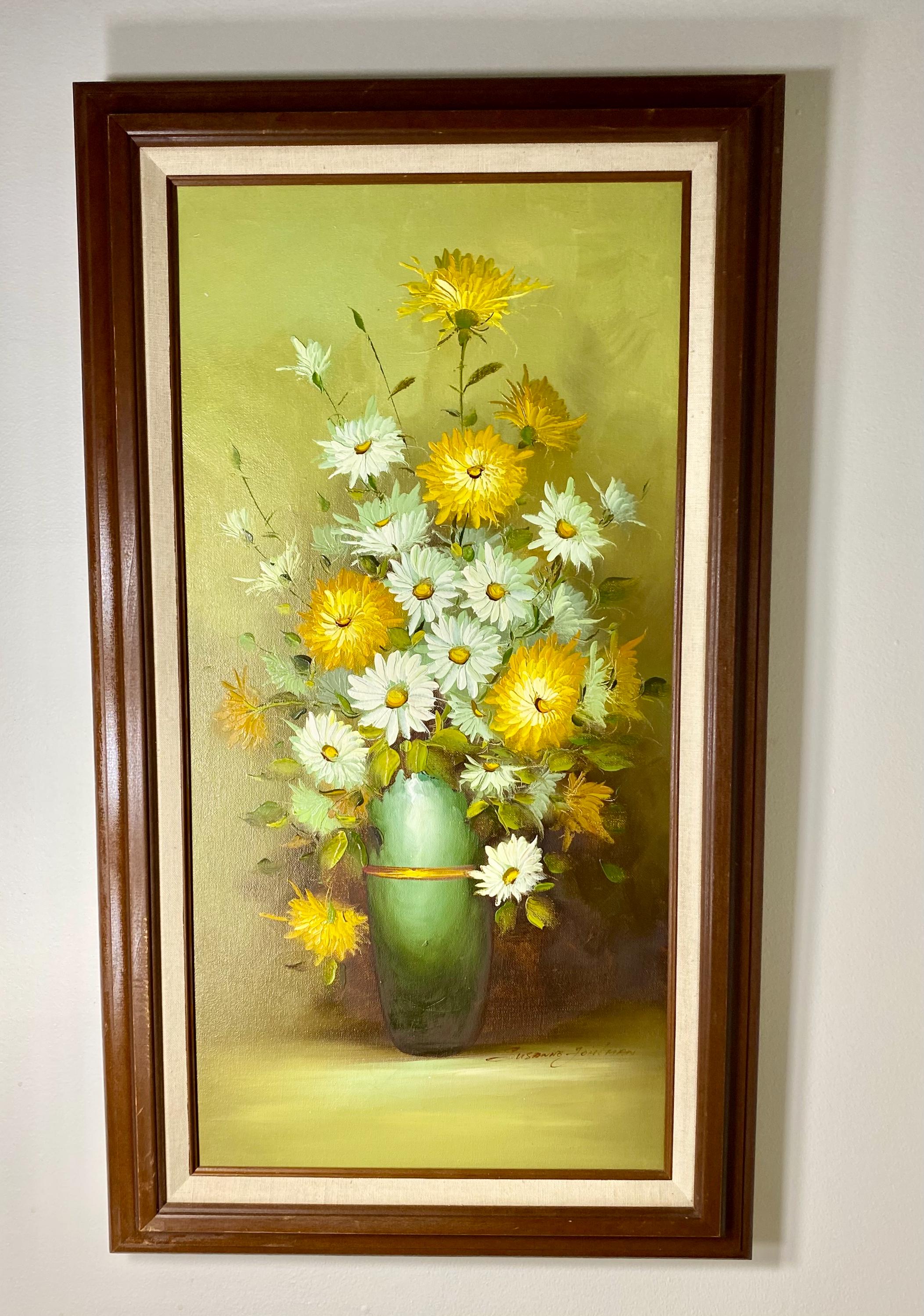 Vintage Susanne Fohlman Floral Oil Painting – 1970s Impasto