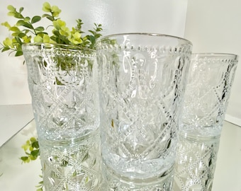 4" Low Ball Old Fashioned Whiskey Glasses with Gold Rim, set 3