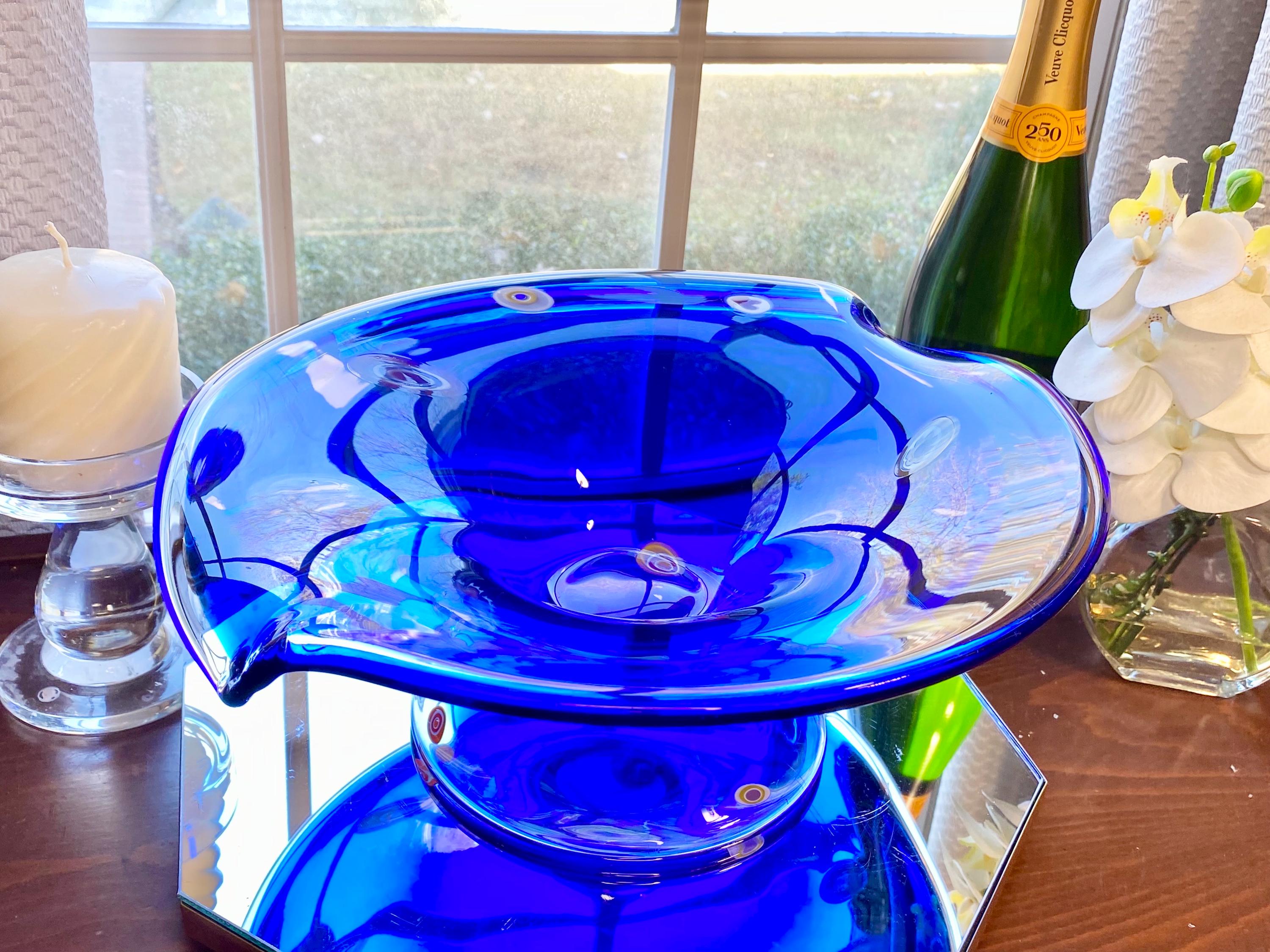 Hand Blown Cobalt Blue Bowl - Etsy