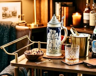 Vintage Reinhold Merkelbach German Stein – Hand-Painted Tavern Scene Relief