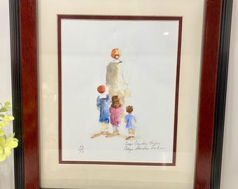 Gaye Sanders Fisher Rare Signed Ltd Ed Lithograph 15/75 | Mother & Children Sunday Best