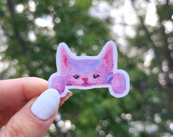 Peeking Cat Sticker: Waterproof Matte Vinyl Decal