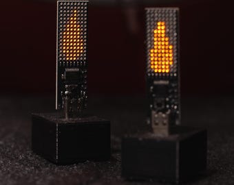 Lámpara de vela LED Cyberpunk con simulación de llama parpadeante, luz de ambiente, luz nocturna, batería recargable por USB, reloj de arena, temporizador, decoración de escritorio, regalo para videojuegos