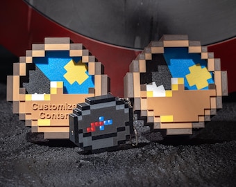 Reloj Block Pixel con ciclo de 24 horas (día/noche), impreso en 3D, para escritorio o pared. Decoración para gamers con texto personalizado. Ideal para sala de juegos o como regalo de cumpleaños.