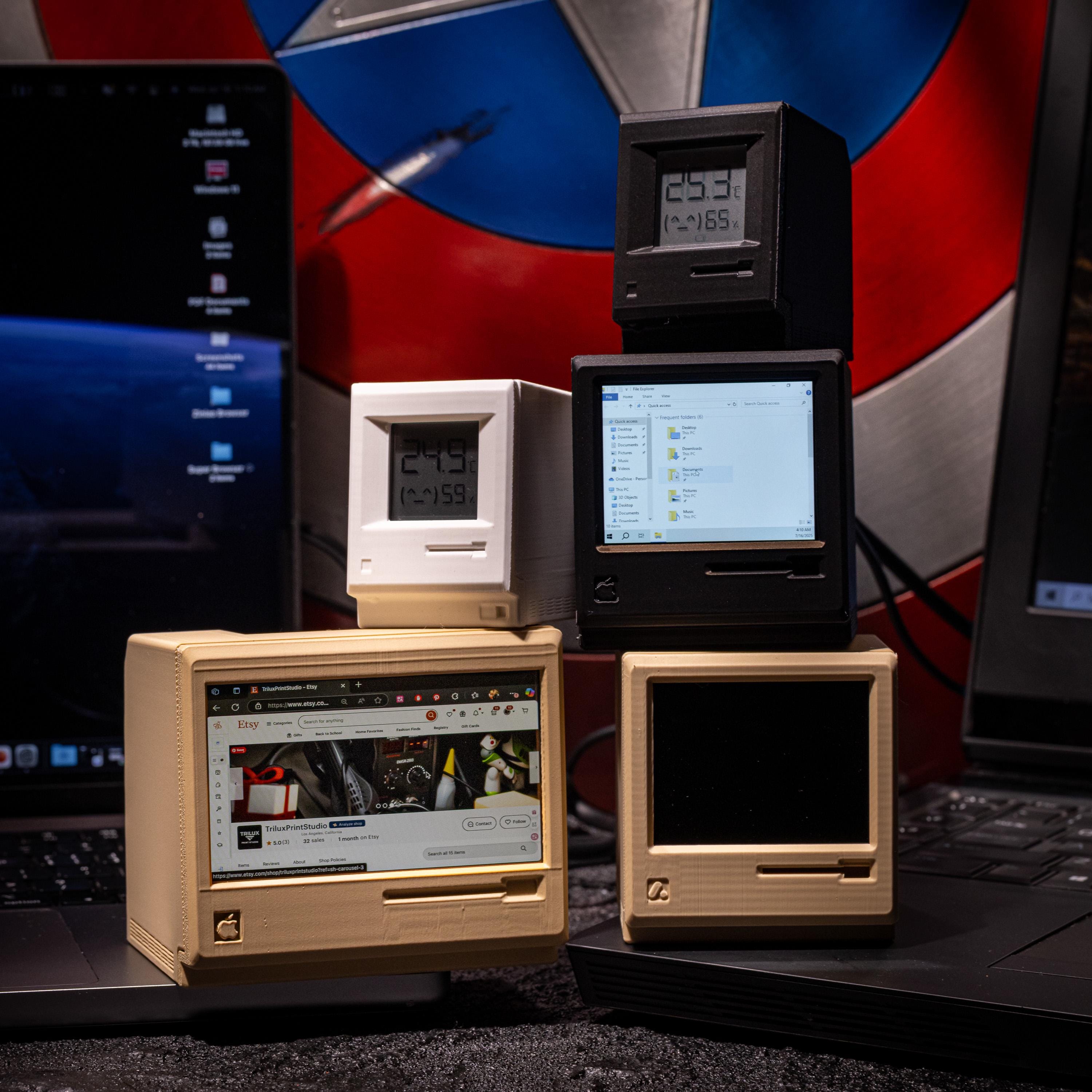 レトロなApple MacintoshスタイルのミニモニターとHDMIアダプター付き