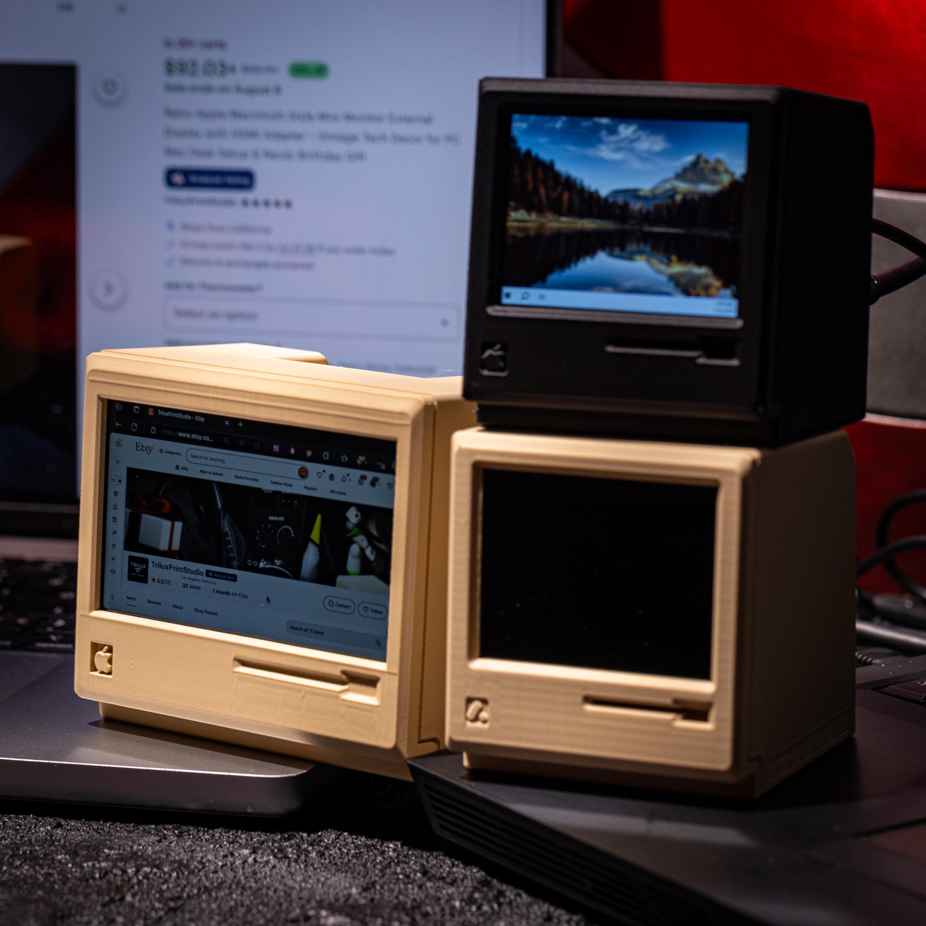 アップル マッキントッシュ ケースと液晶モニター レトロなApple MacintoshスタイルのミニモニターとHDMIアダプター付き