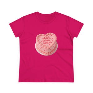 Older Wiser Hotter Cake Shirt, Coquette Aesthetic Tee with Pink Hearts, Birthday Shirt for Women, Baddie Soft Girl Gift