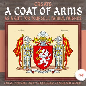 DIY Coat of Arms Creator – Custom Family Crest | Printable Gift, Poster, T-shirt, Emblem | Digital Download