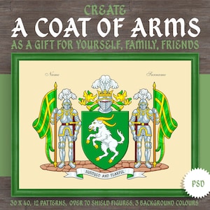DIY Coat of Arms Creator – Custom Family Crest | Printable Gift, Poster, T-shirt, Emblem | Digital Download