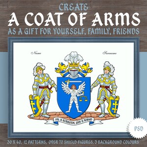 DIY Coat of Arms Creator – Custom Family Crest | Printable Gift, Poster, T-shirt, Emblem | Digital Download