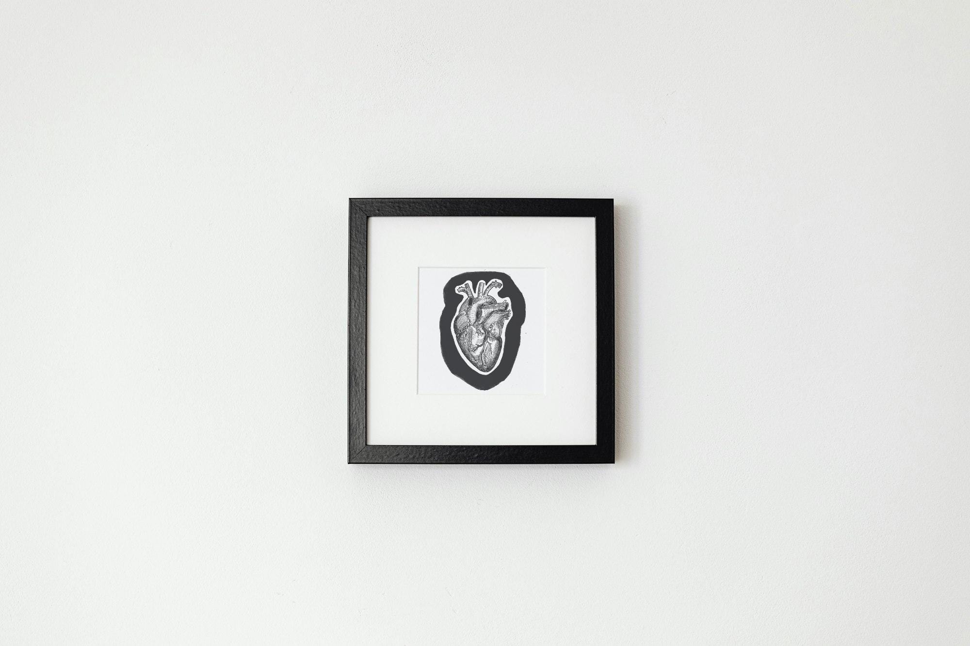 Anatomical Heart Ink Drawing: Detailed Organ Art Print (digital ...