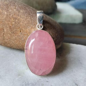 Natural Rose Quartz Stone Pendant – Love & Harmony Jewellery, Minimalist Sterling Silver pendant , Love  Harmony Jewellery, gift for her