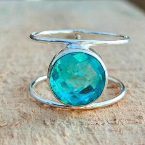 925 Sterling Silver Blue Topaz Ring | Natural Gemstone Ring | December Birthstone Gift Blue Topaz Silver Ring Handmade Blue Topaz Ring