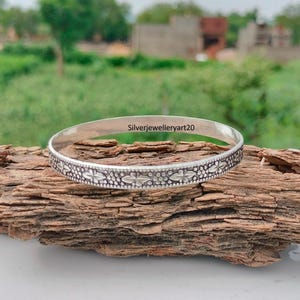 SILVER925 ROUND BANGLE/BRACELET/シルバー/ブレス 925 Sterling Silver Bangles,handmade Carving Bangle