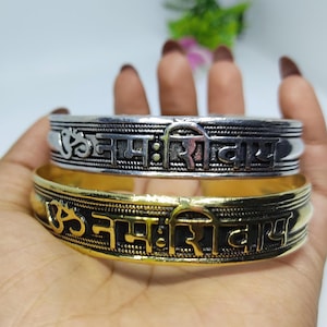 Divine lord shiva Bracelets , mantra bangle &quot; OM NAMAH SHIVAYA &quot; , Handmade Bracelets, men&#39;s bangle , open face cuff bangle , brass bangle