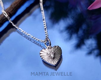 Colgante de corazón de plata con circonita, colgante de plata de ley 925, colgante de tres diamantes con circonitas, regalo sin collar de plata con corazón de amor, lindo colgante